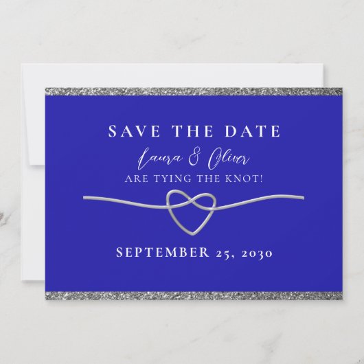 Zilveren Koninklijke Blauwe Bruiloft Save The Date (Voorkant)