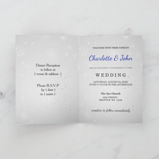 zilveren koninklijke blauwe sneeuwvlokken winterbr (Binnen)