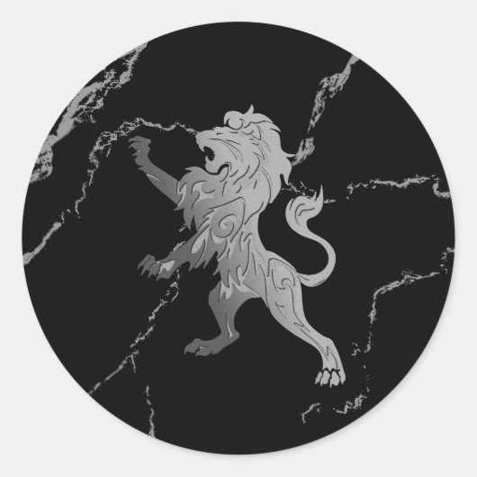 Zilveren Koninklijke Leeuw Ronde Sticker (Voorkant)