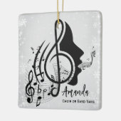 Zilveren koordirigent cadeau muzieknoten kerst keramisch ornament (Links)