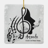 Zilveren koordirigent cadeau muzieknoten kerst keramisch ornament (Achterkant)