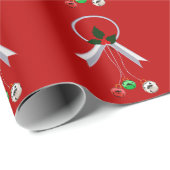 Zilveren krans met Jingle Bells Red Wrapping Paper Cadeaupapier (Rol Hoek)