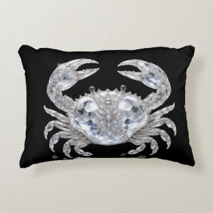 Zilveren Kristal Krab   Luxe Glanzende Oceaan Accent Kussen