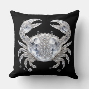 Zilveren Kristal Krab   Luxe Prikkelende Oceaan Kussen