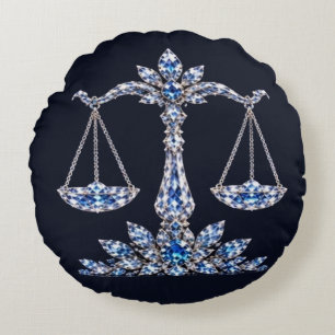 Zilveren Kristal Weegschaal Luxe Collectie Rond Kussen