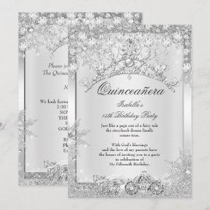 Zilveren Kristallen Quinceanera 15e Winter Koets Kaart