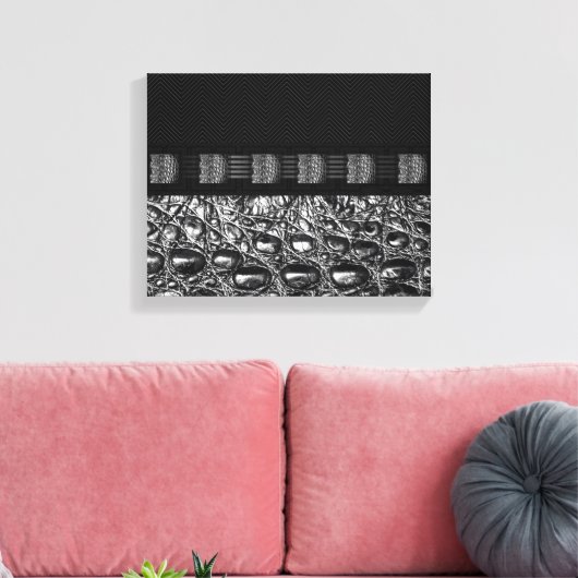 Zilveren krokodil textuur canvas afdruk (Insitu (Woonkamer))