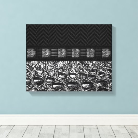 Zilveren krokodil textuur canvas afdruk (Insitu (Houten vloer))