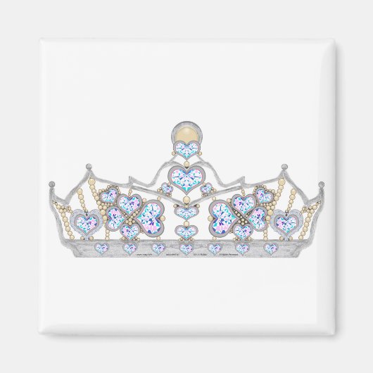 zilveren kroon van hardiamanten heldere mode magneet (Voorkant)