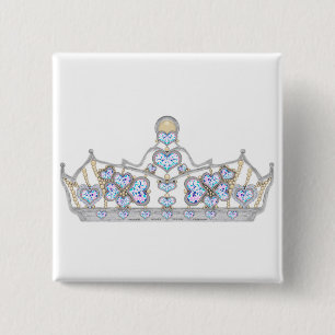 zilveren kroon van hardiamanten heldere mode vierkante button 5,1 cm