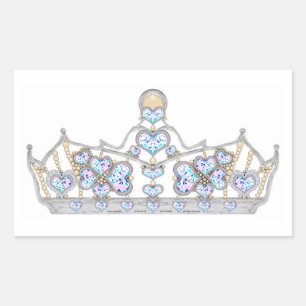 zilveren kroon van hart diamanten helder mode rechthoekige sticker
