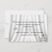 Zilveren kroonluchter Masquerade Quinceanera RSVP (Achterkant)