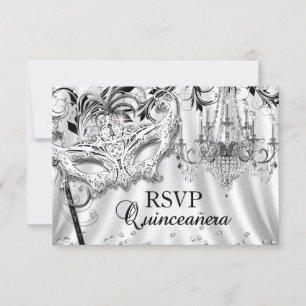 Zilveren kroonluchter Masquerade Quinceanera RSVP