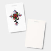 Zilveren Kruis met een Rode Roos Badge (Voor- en achterkant)