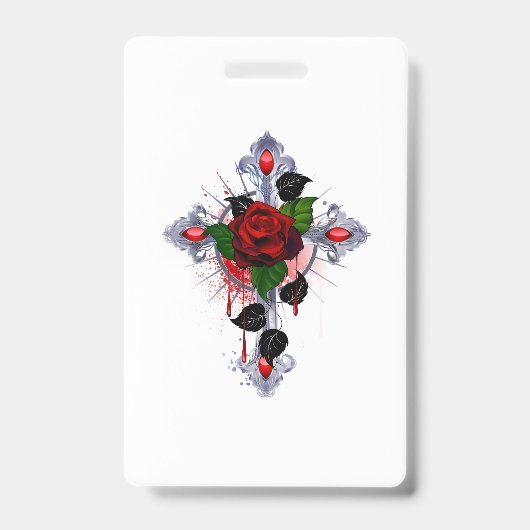 Zilveren Kruis met een Rode Roos Badge (Voorzijde)