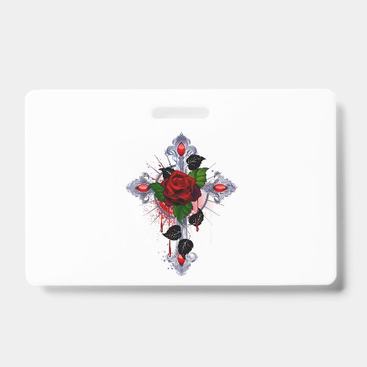 Zilveren Kruis met een Rode Roos Badge (Voorzijde)