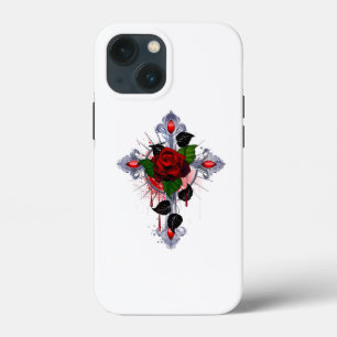 Zilveren Kruis met een Rode Roos Case-Mate iPhone Case