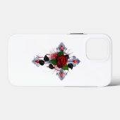 Zilveren Kruis met een Rode Roos Case-Mate iPhone Case (Achterkant (horizontaal))