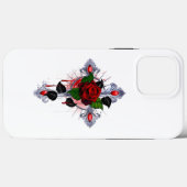 Zilveren Kruis met een Rode Roos Case-Mate iPhone Case (Achterkant (horizontaal))
