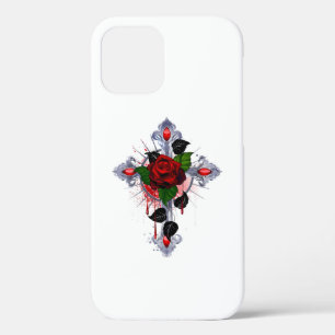 Zilveren Kruis met een Rode Roos Case-Mate iPhone Case