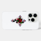 Zilveren Kruis met een Rode Roos Case-Mate iPhone Case (Achterkant (horizontaal))