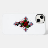 Zilveren Kruis met een Rode Roos Case-Mate iPhone Case (Achterkant (horizontaal))