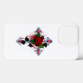 Zilveren Kruis met een Rode Roos Case-Mate iPhone Case (Achterkant (horizontaal))