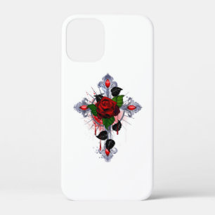 Zilveren Kruis met een Rode Roos Case-Mate iPhone Case