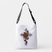 Zilveren Kruis met een Rode Roos Crossbody Tas (Achterkant)