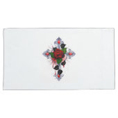 Zilveren Kruis met een Rode Roos Kussensloop (Voorkant-Rechts)