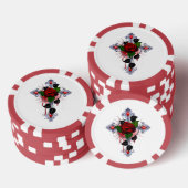 Zilveren Kruis met een Rode Roos Poker Chips (Opstapeling)