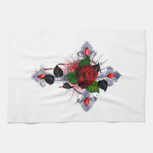 Zilveren Kruis met een Rode Roos Theedoek (Horizontaal)