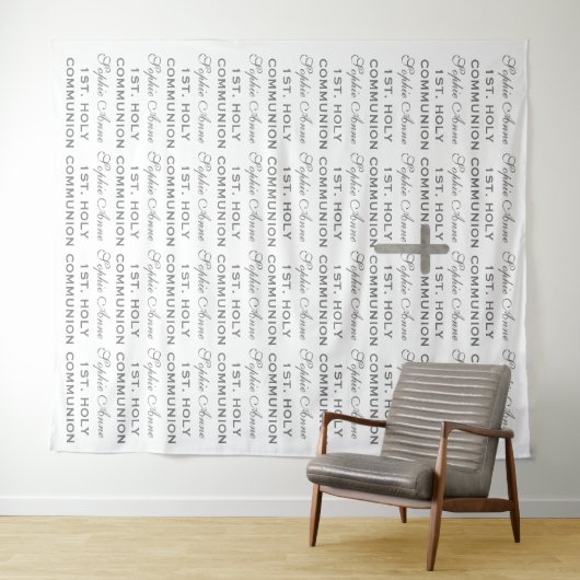 Zilveren kruis step & repeat achtergrond voor Heil Wandkleed (In Situ (horizontaal))