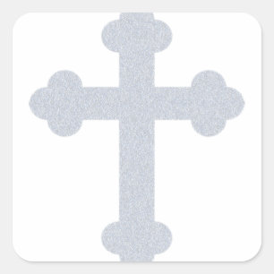 Zilveren kruis vierkante sticker