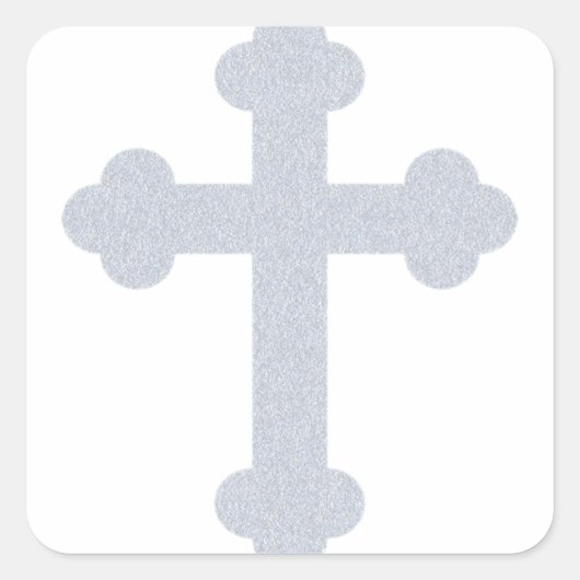 Zilveren kruis vierkante sticker (Voorkant)