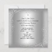 Zilveren kruis voor babyjongen doop kaart (Achterkant)