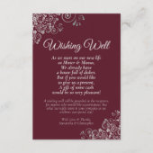 Zilveren krullen op Bourgondische bruiloft Wishing Informatiekaartje (Voorkant)