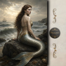 Zilveren Kust Sirene Decoupage