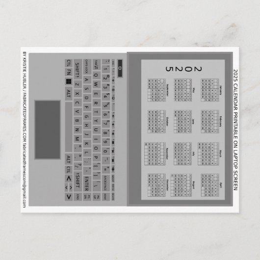 Zilveren Laptop Keyboard 2025 Kalender op het sche Briefkaart (Voorkant)