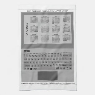 Zilveren laptop toetsenbord 2025 kalender op scher theedoek