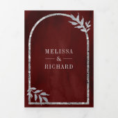 Zilveren lauwerkrans verlaat Bourgondische rode br Drieluik Uitnodiging (Cover)