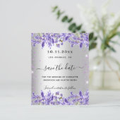 Zilveren lavendel bloemen bruiloft opslaan van de  (Staand voorkant)