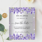Zilveren lavendel bloemen bruiloft save the date flyer
