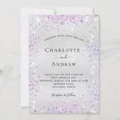 Zilveren lavendel bruiloft kaart (Voorkant)