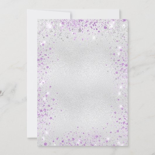 Zilveren lavendel bruiloft kaart (Achterkant)