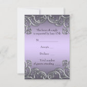 Zilveren lavendel en zwarte maskerade partij RSVP (Achterkant)