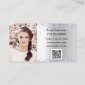 Zilveren lavendel foto QR code Visitekaartje (Achterkant)