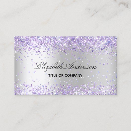 Zilveren lavendel foto QR code Visitekaartje (Voorkant)