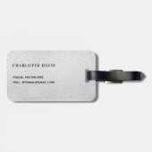 Zilveren lavendel glinsterend monogram naam bagagelabel (Achterkant horizontaal)