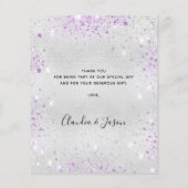 Zilveren lavendel glitter bruiloft dank je kaart (Achterkant)